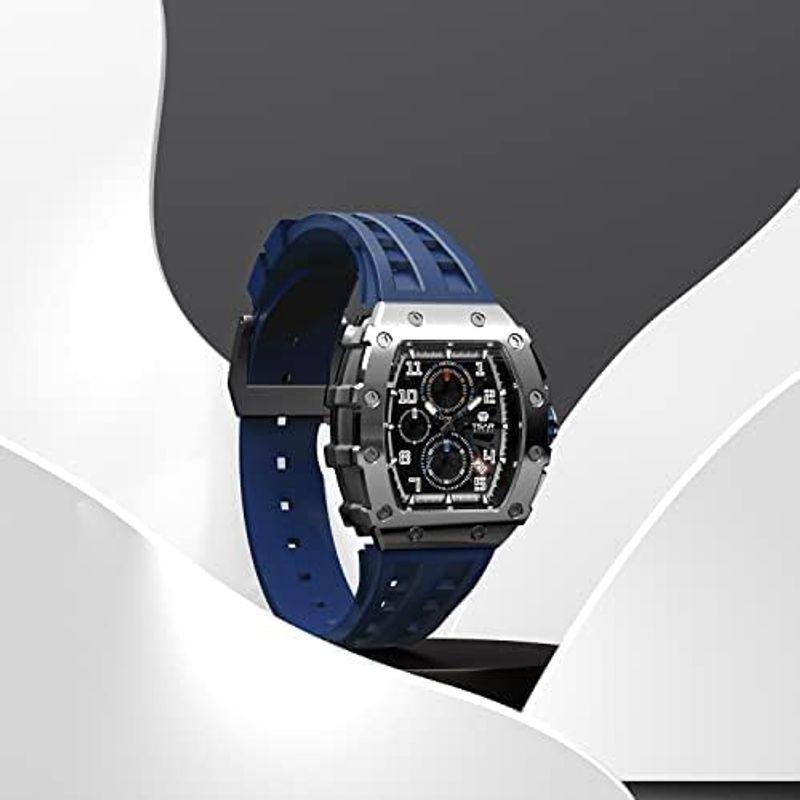 TSAR BOMBA メンズ腕時計 クォーツアナログムーブメント5気圧防水 トノー型メンズストップウォッチステンレススチールケース男性用時計｜one-stop｜02