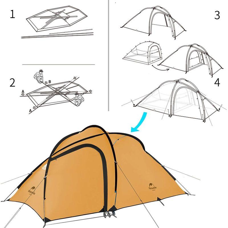 Naturehike アウトドア登山テント Hiby3 2-3人用 キャンプ テント アップグレード版 ゆったり前室 タープスペース付き二層｜one-stop｜04