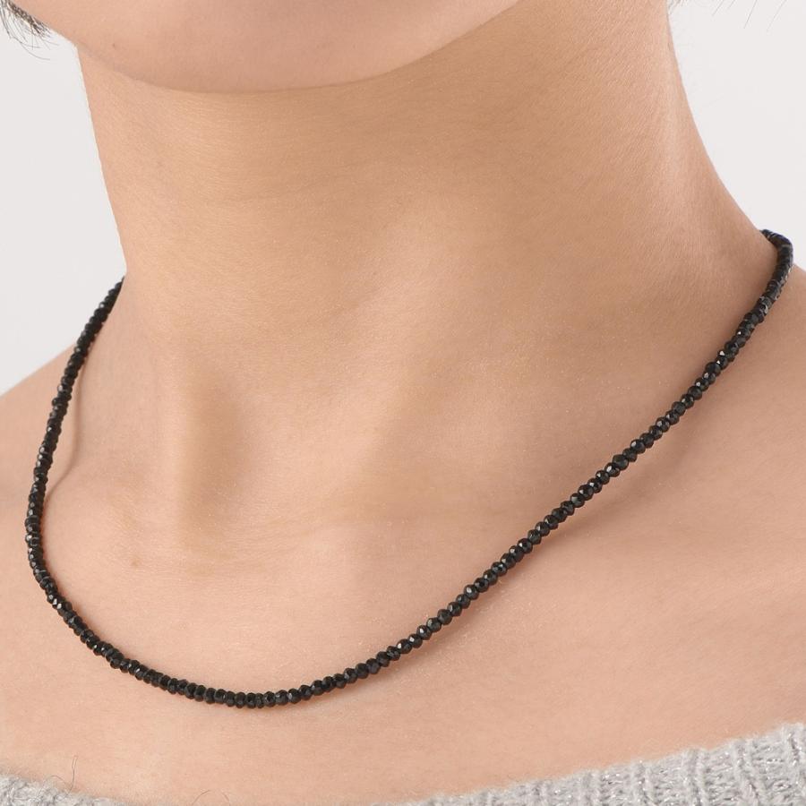 ブラックスピネル ネックレス 引き輪 シルバー925 42cm 5cmアジャスター付属 男女兼用 メールM便対応 |  | 03