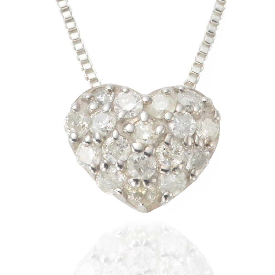 ハートパヴェ　ダイヤネックレス ダイヤモンド ネックレス ハート パヴェ 合計0.4ct レディース