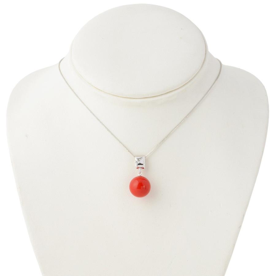 珊瑚 ネックレス 染め 海竹珊瑚 11mm珠 キュービックジルコニア シルバー925 レディース ジュエリー ペンダント ギフト対応 ジュエリーケース |  | 02