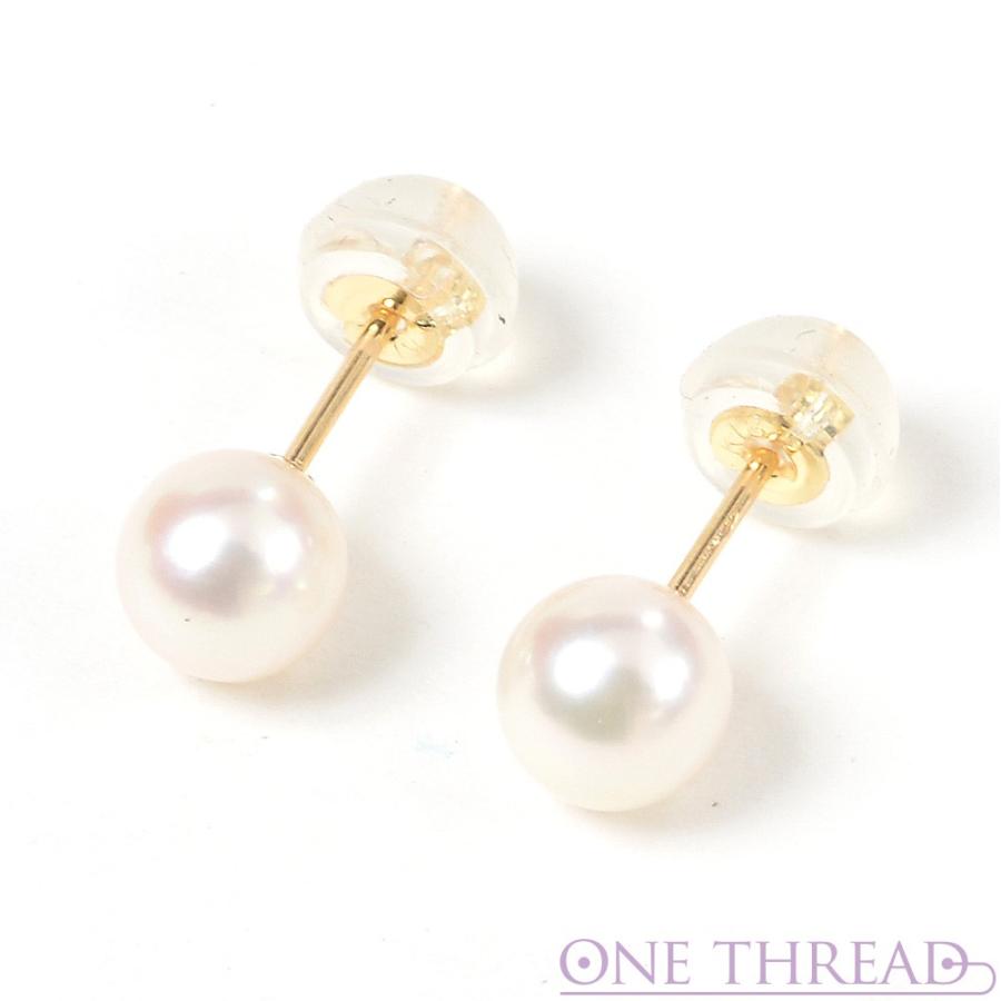 パール ピアス 真珠 18金 K18 ベビーパール ピアス 日本製 イエローゴールド あこや 5.0-5.5mm珠 One thread ネコポス対応可 ワンスレッド ブランド 冠婚葬祭 |  | 04