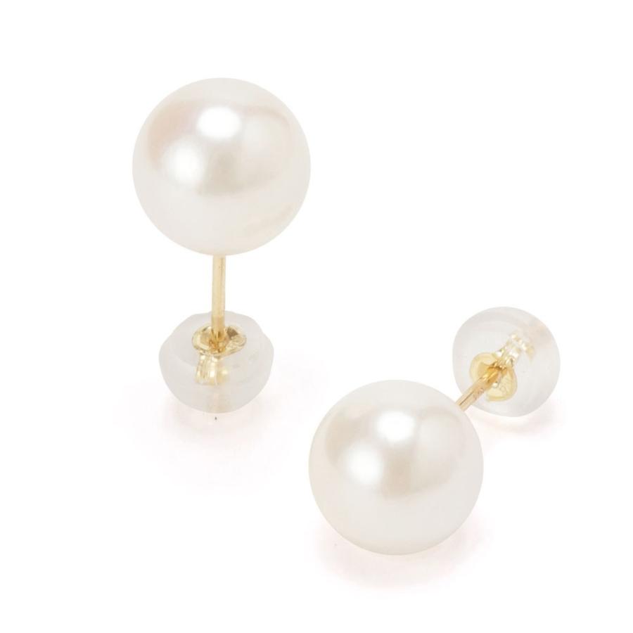 パール ピアス 真珠 18金 K18 日本製 あこや 7.5-8.0mm珠 One