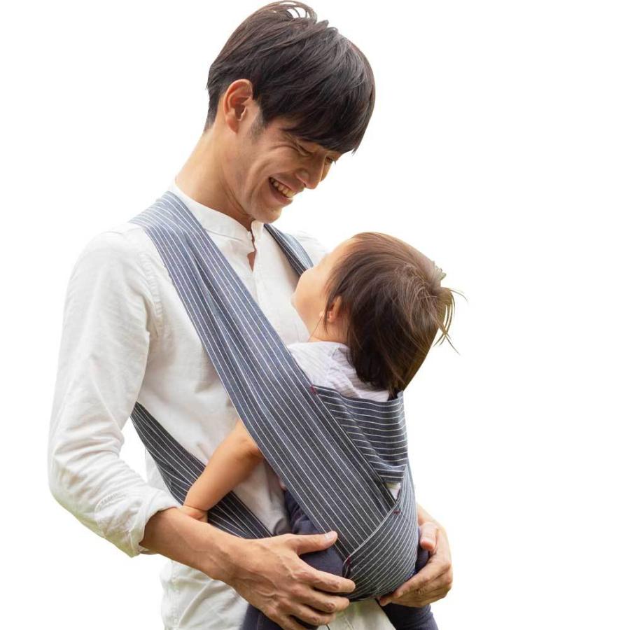 papakoso 簡単 抱っこ紐 ヒッコリー ストライプ メンズ パパ用 クロス式 簡易 抱っこひも papa-dakko パパダッコ 布製 日本製 ワンスレッド おしゃれ 育児グッズ | papakoso | 21