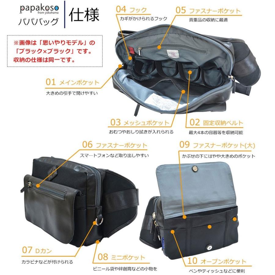 パパバッグ ブラック×カモフラージュ 限定モデル 迷彩 パパコソ 抱っこ ウエストポーチ 抱っこサポート papakoso パパ&ママ140人と考えた理想のパパバッグ | papakoso | 16