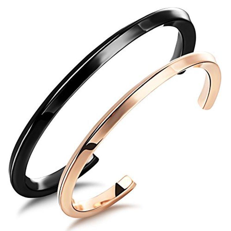 初回限定 レディースアクセサリー Rockyu ブランド 人気 バングル レディース ピンクゴールド 18k ステンレスブレスレット ペア メンズ チタン製 シンプル フリー Www Threeriversofs Com