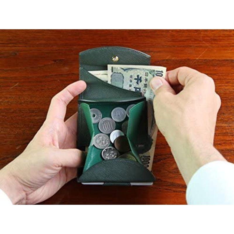 ハンモックウォレットコンパクト メンズ三つ折り財布 圧倒的小銭の取り出しやすさ (Dark Green × Green) Green メンズ三つ折り財布 圧倒的小銭の取り出しやすさ Dark ×