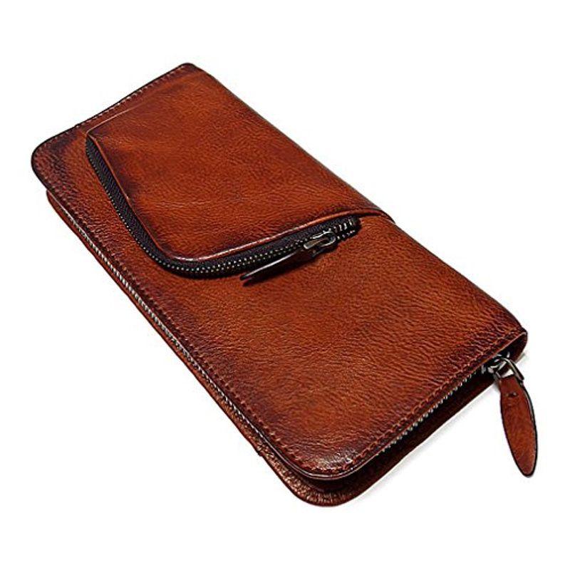 EVERSOUL エヴァーソウル 長財布 レザー 本革 メンズ 財布 ロングウォレット おしゃれ サイフ (ブラウン)