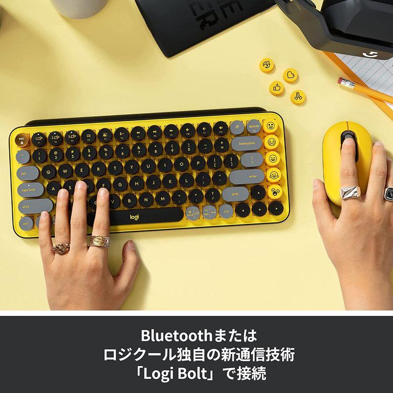 ロジクール POP KEYS K730YL メカニカル ワイヤレス キーボード イエロー 日本語配列 メカニカルキーボード ワイヤレスキーボ