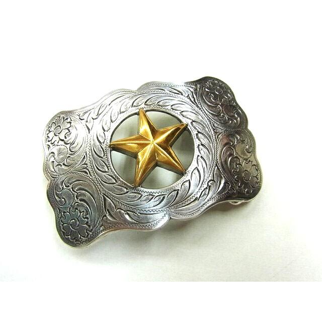 【ネコポス(メール便)対応】 NOCONA 透かし ローンスター 唐草＆フローラルエングレーブ バックル 花 フラワー ウエスタン カントリー カウボーイ バイカー 衣装 | 