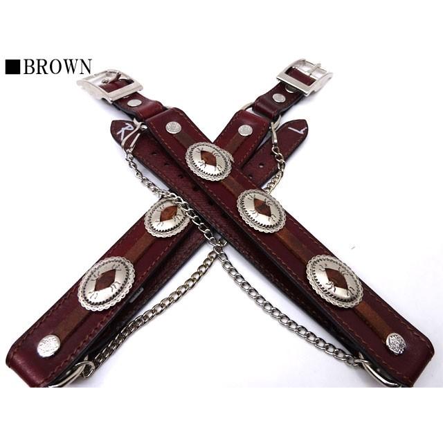 USA オーバルコンチョ チェーン付き レザーブーツブレスレット