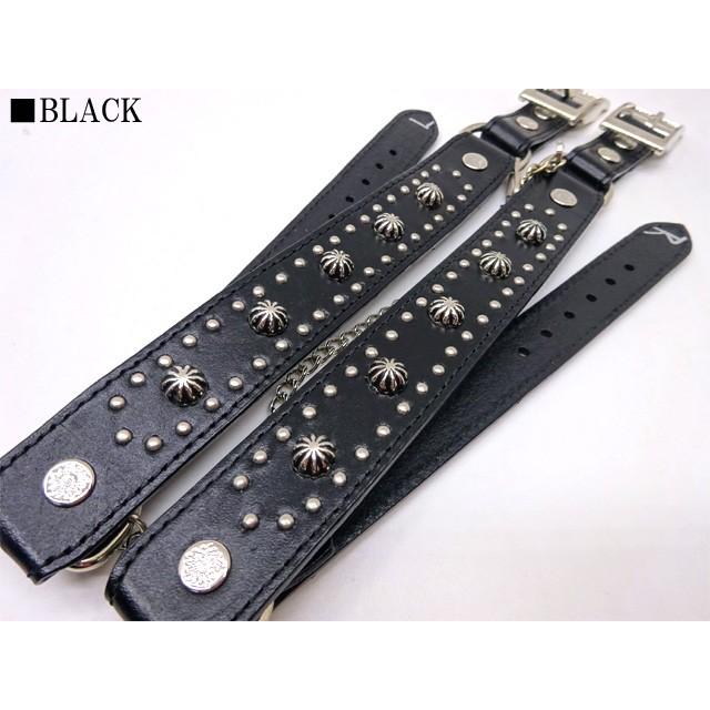 ウエスタンブレスレット コンチョ黒 未使用美品 USA ネイティブ コンチョ チェーン付き レザーブーツブレスレット