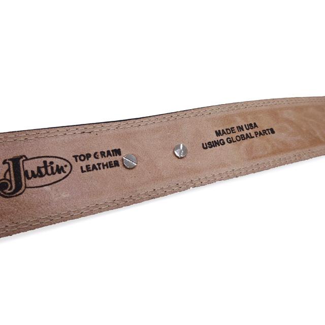 Justin ローンスター コンチョ付 フラワーカービング ウエスタンベルト