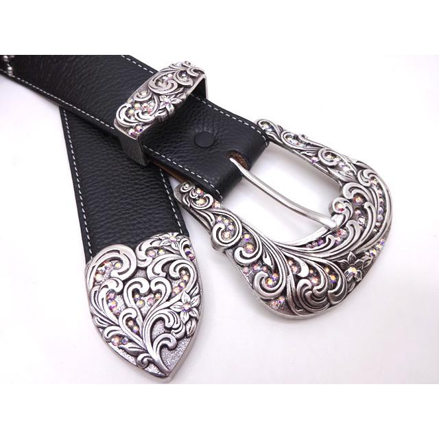 Tony lama スタッズ クリスタル 3ピース フローラルカービング