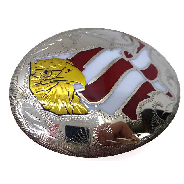 ■COLORADO SILVER STAR■ USA アメリカンフラッグ コッパー オーバルバックル 45mm幅対応 国旗 ジャーマンシルバー ウエスタン カウボーイ 衣装 送料無料 |  | 01