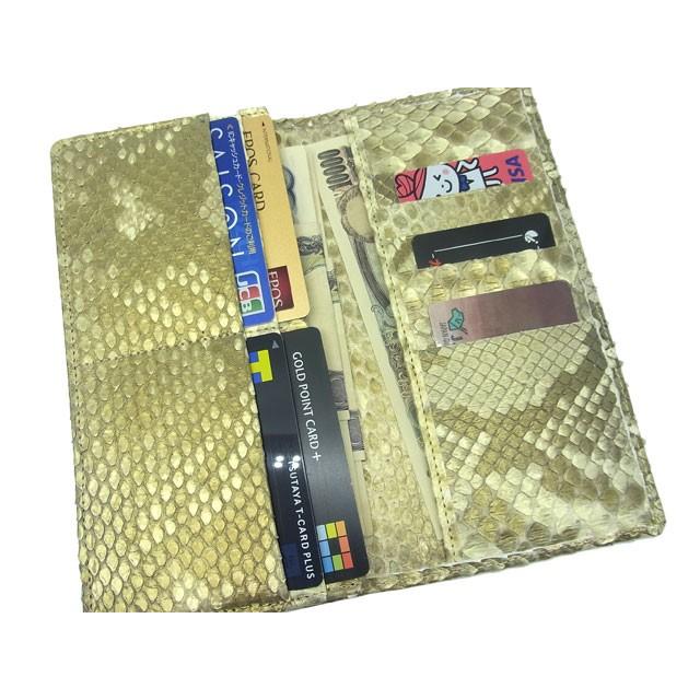 ヘビ革無双 日本製 パイソン ロングウォレット 束入れ(小銭無し  