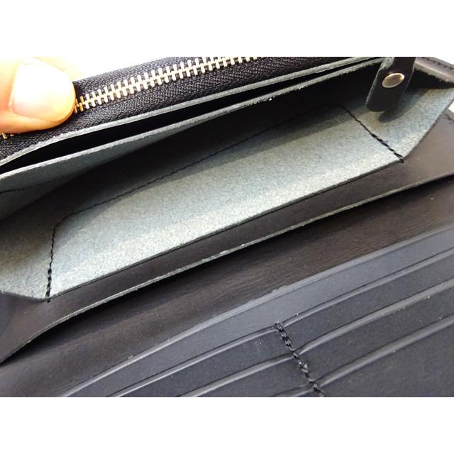 ★ONE AND HALFオリジナル★ 日本製 メンズ カイマン コンチョ付 バイカーウォレット 【ブラック】本革 アリゲーター レザーウォレットの画像