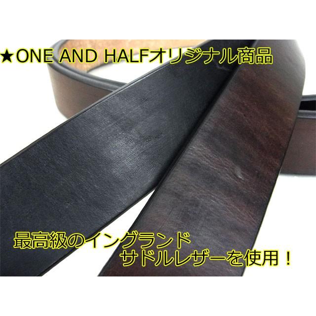 ブラックのベルト　レザー　EUR80 /約95cm　（しゃんしゃん） 日本製 イングランドサドルレザーベルト(40mm) インチ別