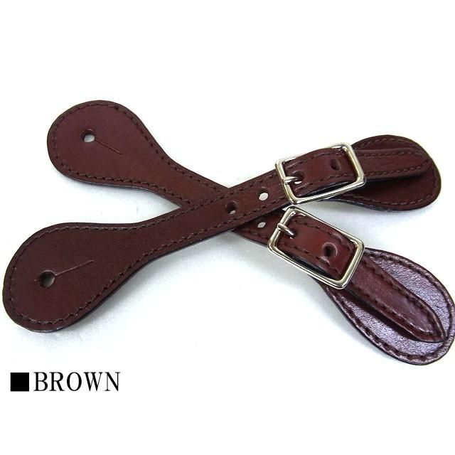 USA プレーンレザー ステッチ スパーストラップ(ショート) ブラック