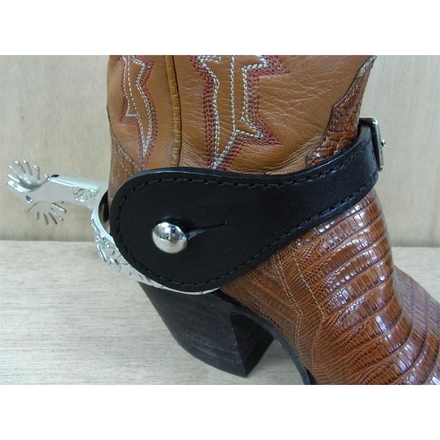 USA プレーンレザー ステッチ スパーストラップ(ショート) ブラック