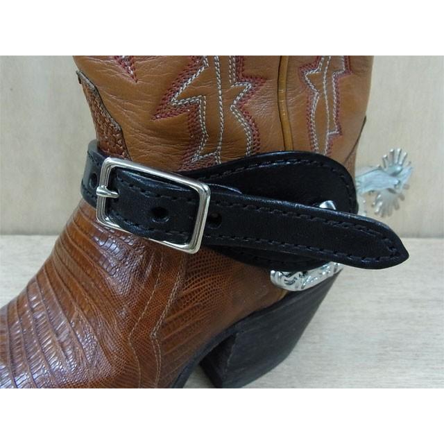 USA プレーンレザー ステッチ スパーストラップ(ショート) ブラック