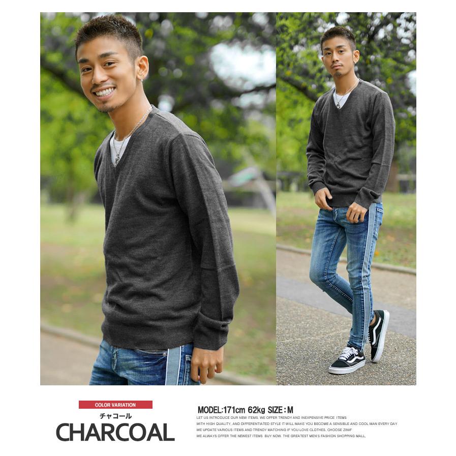 ニット メンズ 大きいサイズ Vネック カシミヤタッチ 無地 セーター 白