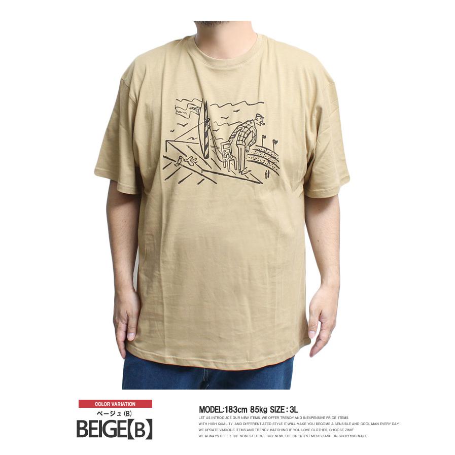 半袖 Tシャツ メンズ 大きいサイズ プリント コットン クルーネック 