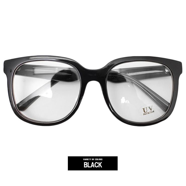 伊達メガネ メンズ ビッグフレーム ウェリントン サングラス UVカット