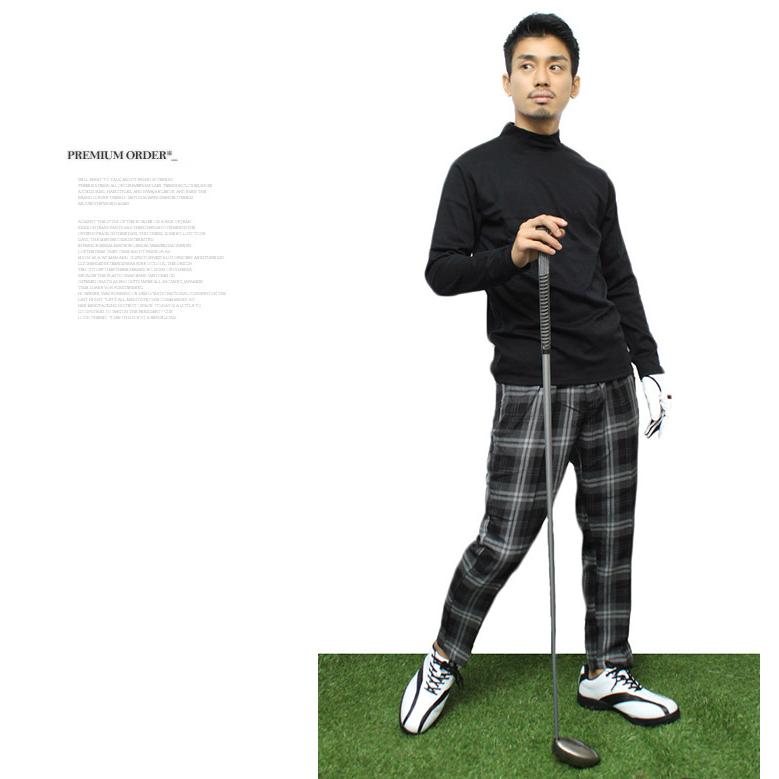 激安 ゴルフウェア メンズ アンクルパンツ ストレッチ 無地 チェック