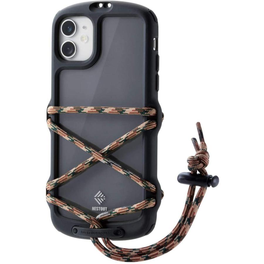 買収 エレコム iPhone 11 ケース アウトドア NESTOUT Camp アウトドアで役立つストラップ付 PM-A19CN and ブラック 柔らかい Fes