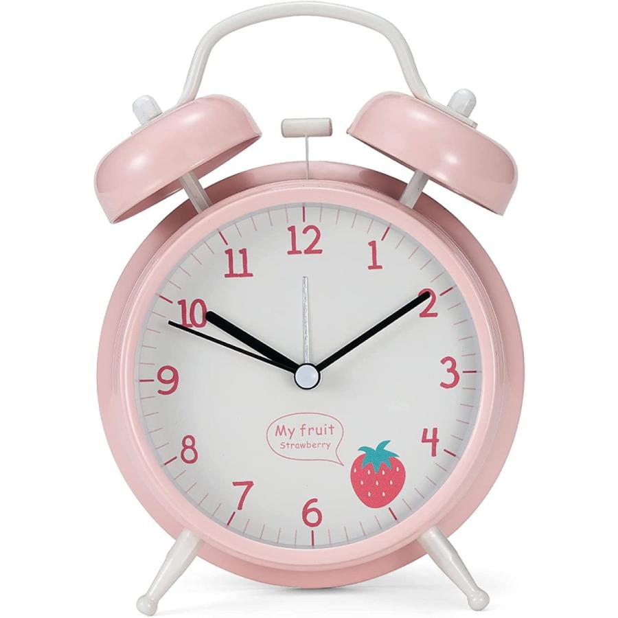 Creult 寝室用目覚まし時計 ティーンの女の子向け かわいい学生用ピンク時計 目覚まし時計 使いやすい大きな目覚まし時計 重労働者 寝室用 目覚まし時計 子供用 フルーツポインター かわいい学生用ピンク時計 Onedashヤフー店