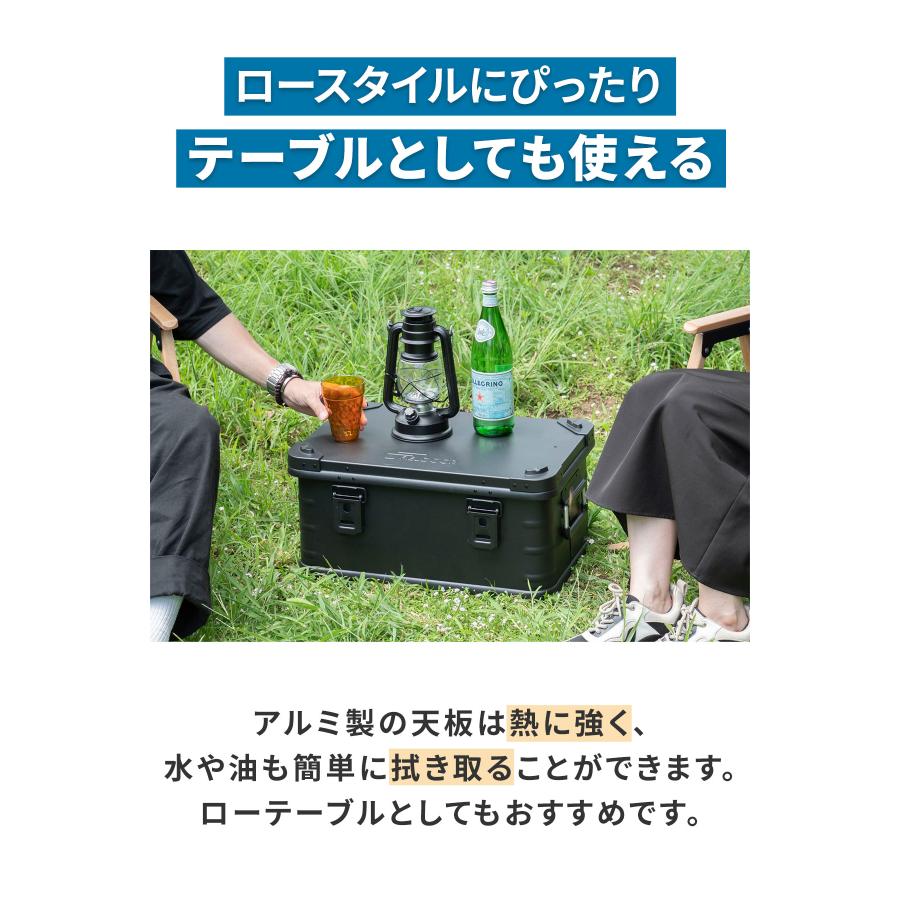 1年保証 コンテナボックス キャンプ フタ付き 角ガード付き ブラック Sサイズ 28L 単品 軽量 アルミ 収納ボックス アウトドア 収納BOX 収納ケース 送料無料の画像