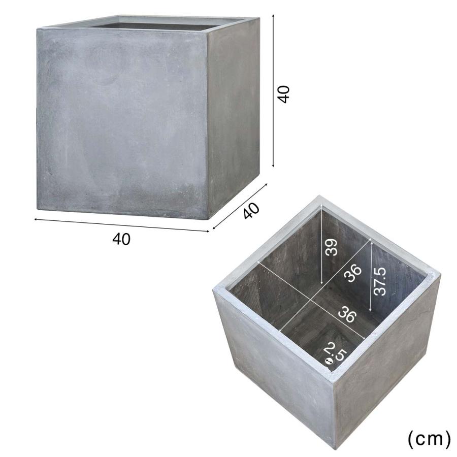 1年保証 プランター 植木鉢 大型 40×40cm おしゃれ スクエア 正方形 深型 プランターボックス 鉢植えカバー プランターカバー 鉢カバー 目安 送料無料｜onedollar8｜07