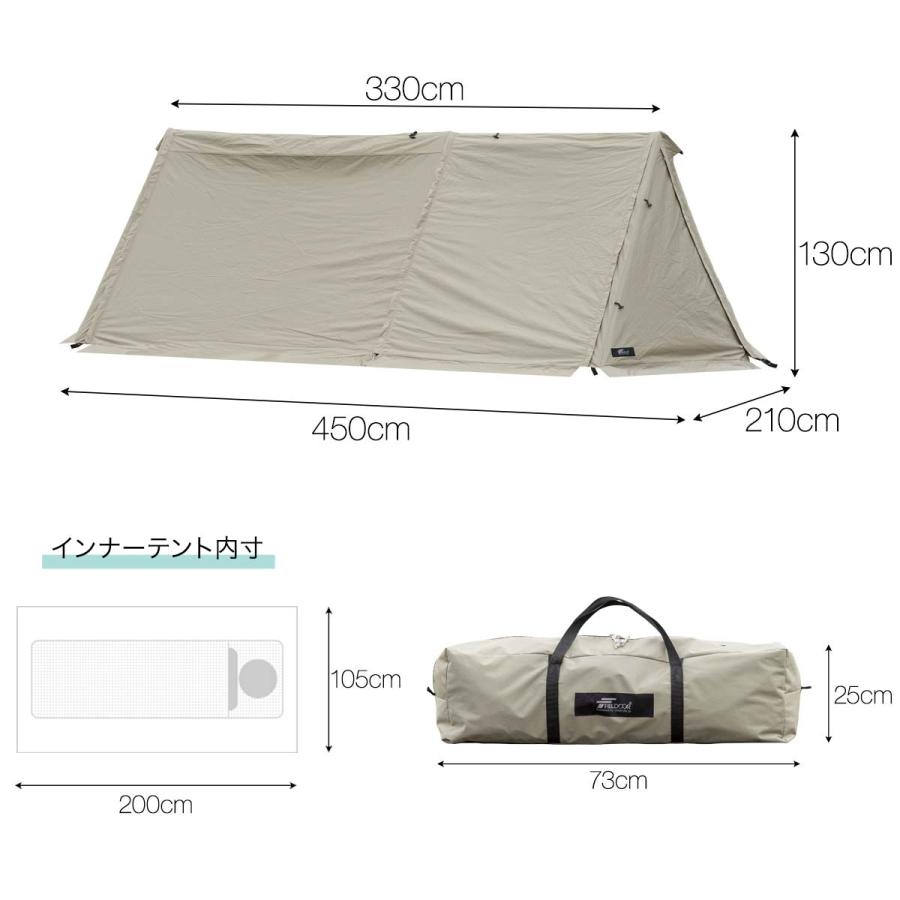 FIELDOOR 1年保証 パップテント TC 450 大型 ワイド 1人用 4.5m FIELDOOR 1年保証 パップテント TC 450 大型 ワイド 1人用 4.5m