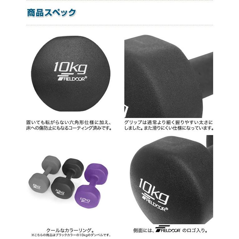 FIELDOOR 1年保証 ダンベル 10kg 2個セット 合計20kg カラー FIELDOOR 1年保証 ダンベル 10kg 2個セット 合計20kg カラー
