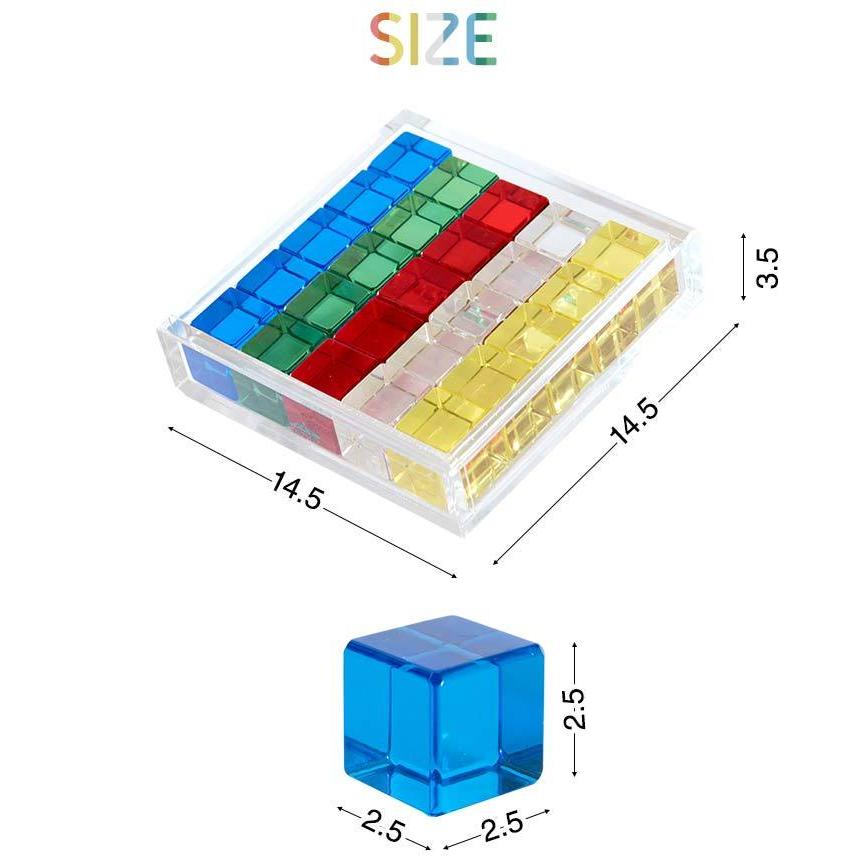 1年保証 アクリル積み木 25ピース 透明 クリア カラフル キューブ 3歳 おしゃれ おもちゃ 知育玩具 ブロック 男の子 女の子 子供 誕生日 プレゼント 送料無料｜onedollar8｜02