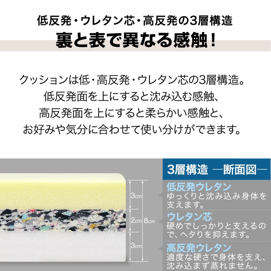 1年保証 座布団 クッション 低反発 高反発 両面 3層 コンビクッション 45×45cm×厚手8cm 丸/ラウンド 四角/スクエア フランネルカバー 座ぶとん 腰 送料無料 |  | 04