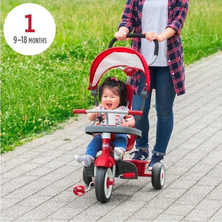 ラジオフライヤー三輪車　2人乗り可　フード付き　親用ハンドル付き ラジオフライヤー 1年保証 三輪車 自転車 プッシュハンドル ハンドル