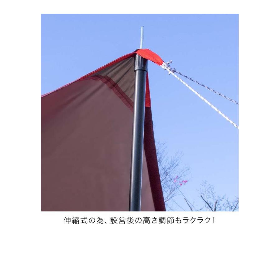 1年保証 テントポール 無段階 高さ調整 直径28mm 高さ89〜230cm アルミ製 2本セット スライド伸縮式 タープポール テント キャンプ アウトドア 安い 送料無料｜onedollar8｜05