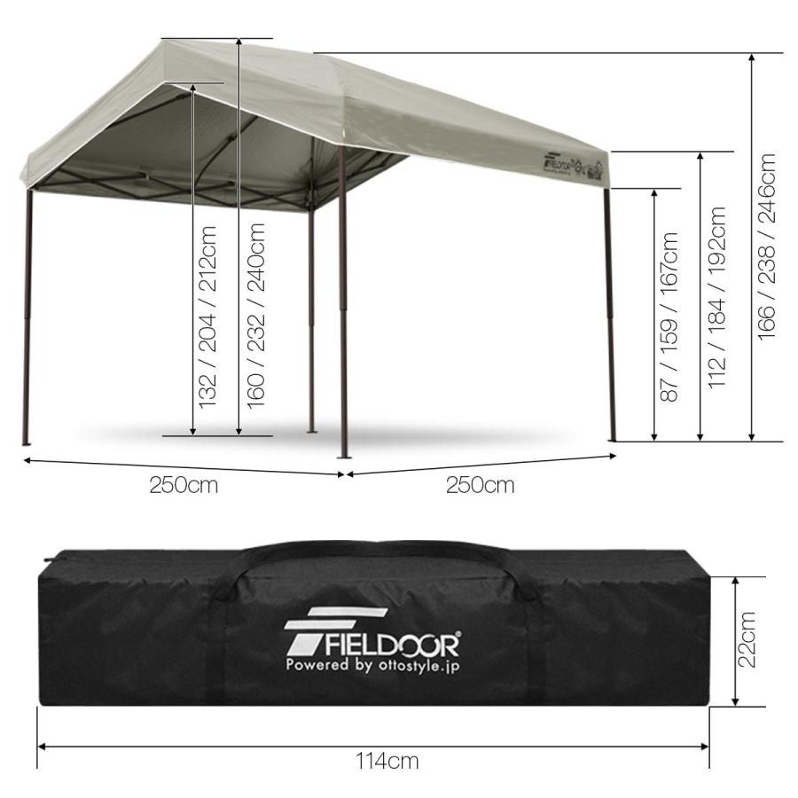FIELDOOR（フィールドア） 1年保証 ワンタッチタープテント 2.5m×2.5m