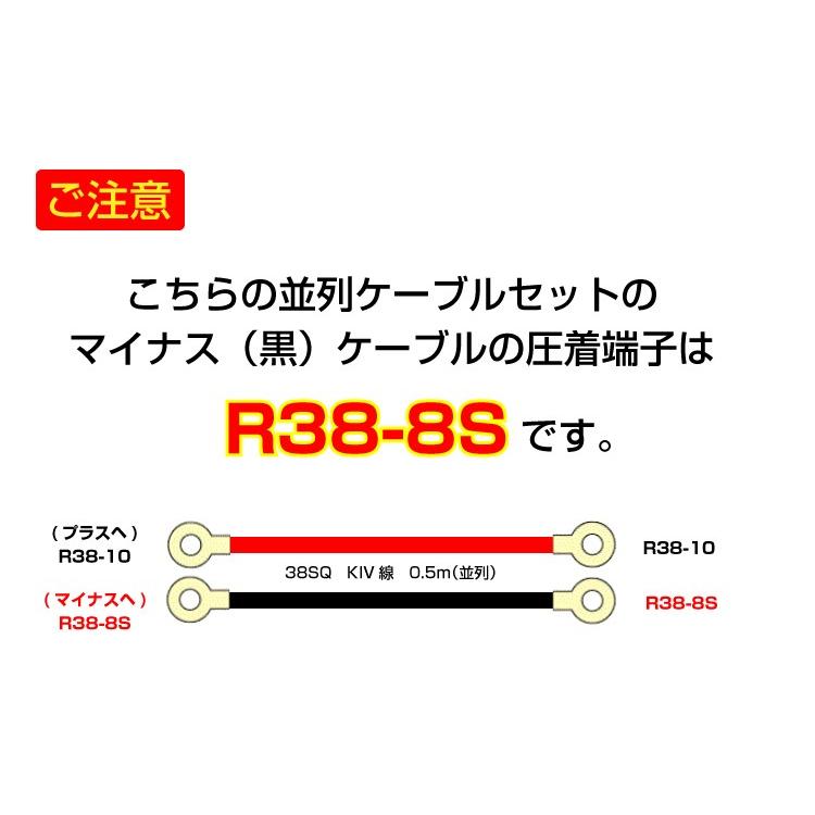 KIVケーブル 38sq 赤黒セット バッテリー並列増設用ケーブル ワンゲイン 38SQ 並列接続KIVケーブル 赤黒各1セット オンリー