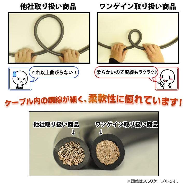ワンゲイン 60SQ KIV線ケーブル 耐圧600V 105℃強電流対応 赤黒