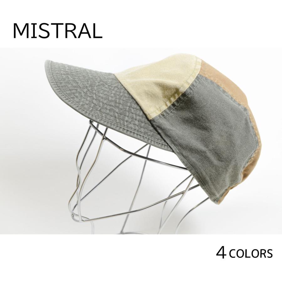 帽子　メンズ　キャップ　ミストラル　WASH　丸ワイド　フーセン型　スリートーン | 