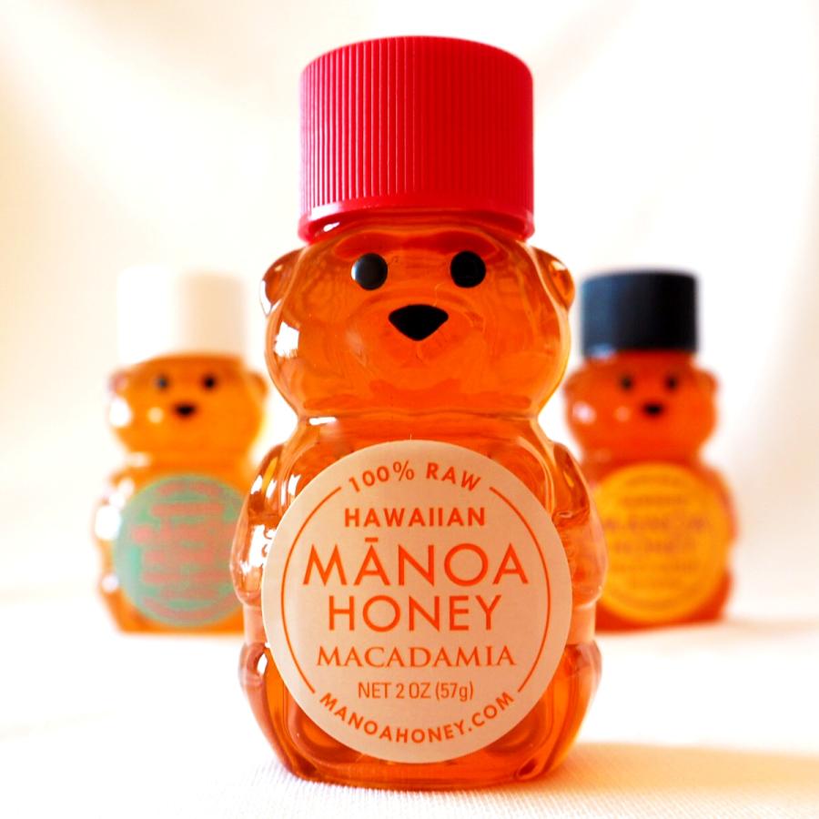 Manoa Honey ハワイアンハニー くまさん はちみつ 3種類 組み合わせ ベビーベアートリオ 57g（2oz）× 3本 はちみつセット｜onehoney｜04