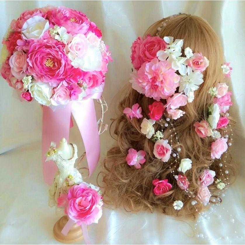 ラウンドブーケ ラプンツェル風髪飾り ブートニア ピンク 花 ガーデニング アートフラワー プリザーブドフラワーにてブーケをお作り致します ラウンドブーケ ラプンツェル風髪飾り ブートニア ピンク ミルフルール 生花 ヤフー店 卸し売り購入