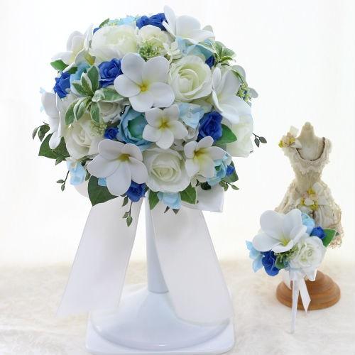 ラウンドブーケ ラプンツェル風髪飾り ブートニア プルメリア ブルー ホワイト No 138 Y104 ミルフルール ヤフー店 通販 Yahoo ショッピング