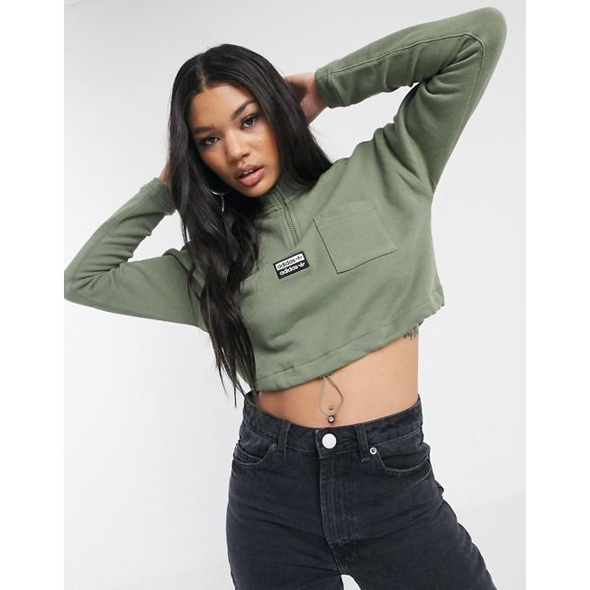 Adidas Originals アディダス パーカー レディース カーキ High Neck Cropped Sweat In Khaki 大きいサイズ おしゃれ Plh17 One Luck 通販 Yahoo ショッピング