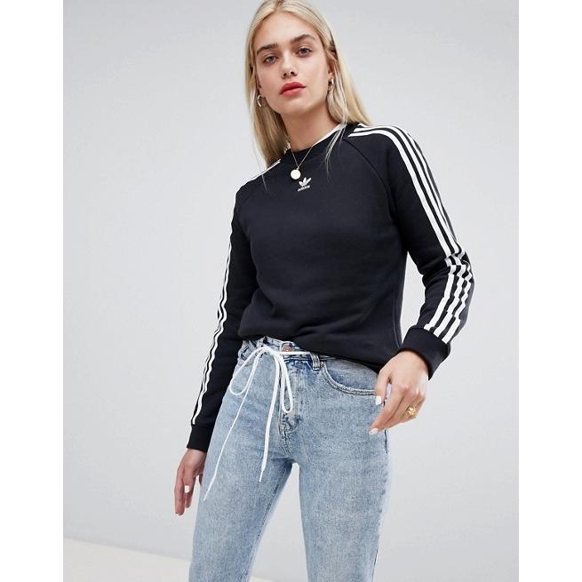 激安店舗 Adidas レディース トレーナー パーカー アディダス 19年 トレーナー レディース パーカー アディダス Originals 日本未入荷 ブラック Black In Sweatshirt Stripe Three トップス