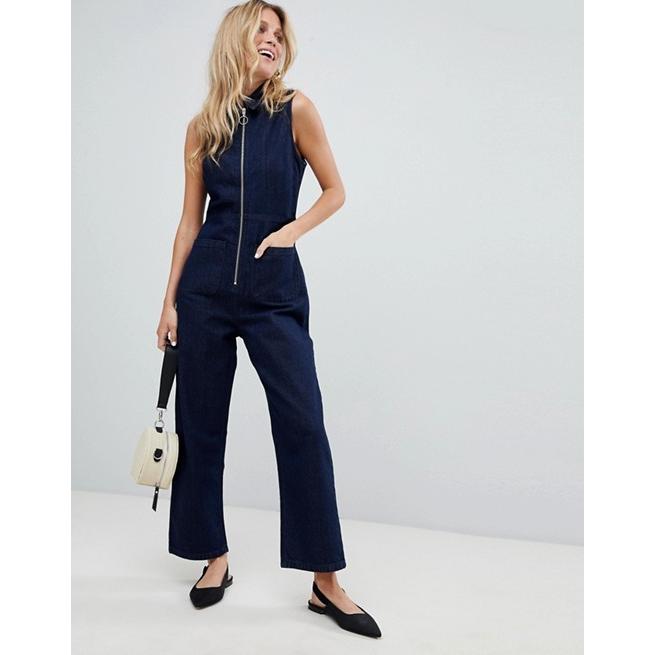 エイソス オールインワン オーバーオール サロペット レディース つなぎ ワンピース Asos Design Denim Zip Through Jumpsuit In Indigo Slw54 One Luck 通販 Yahoo ショッピング