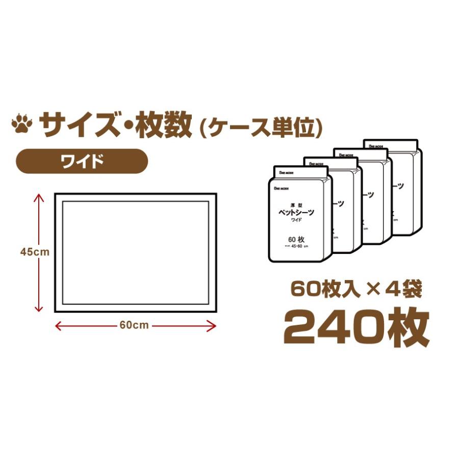 ペットシーツ 厚型 60×45cm 大容量 犬 猫用 トイレシート 業務用 犬用 おしっこシート トイレ しつけ ワイド 60枚x4袋（240枚） |  | 06